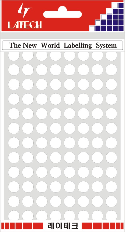 분류용라벨(칼라원형) 9mm(백색*8매) 10-C304 