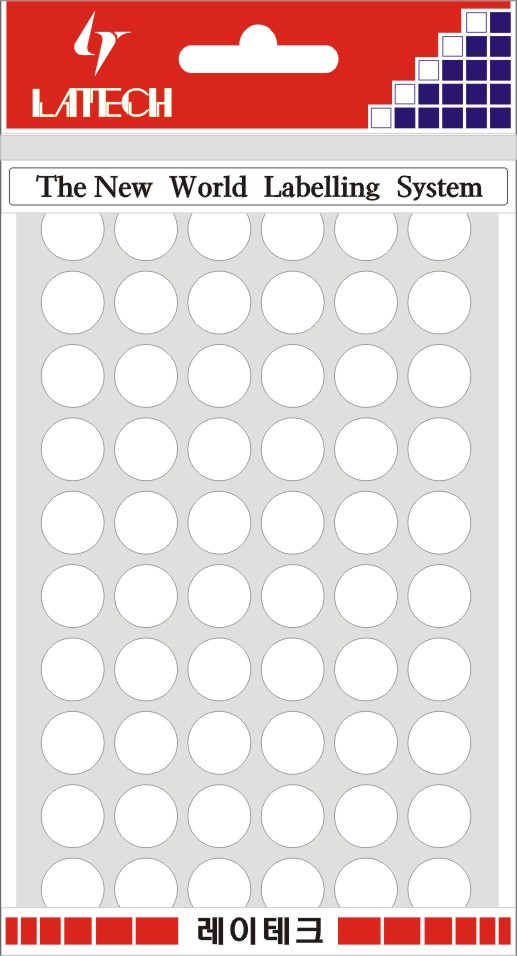 분류용라벨(칼라원형) 12mm(백색*8매) 10-C303 