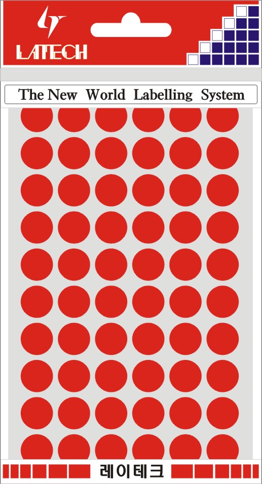 분류용라벨(칼라원형) 12mm(적색*8매) 10-C303 