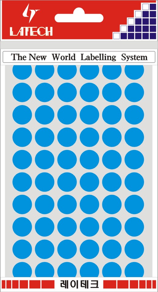 분류용라벨(칼라원형) 12mm(청색*8매) 10-C303 