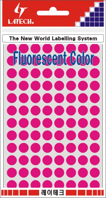 분류용라벨(형광원형숫자) 15mm(적색*8매) 10-F414 