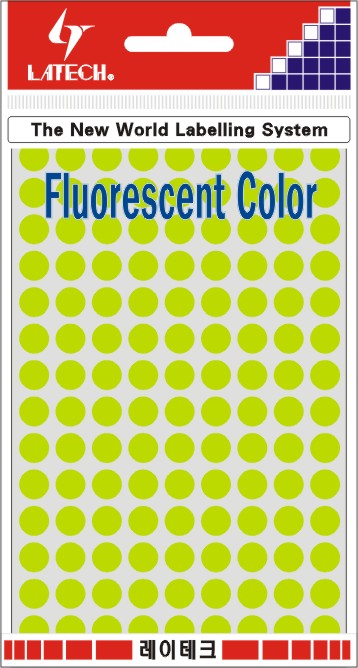 분류용라벨(형광원형) 8mm(연두색*7매) 10-F305 