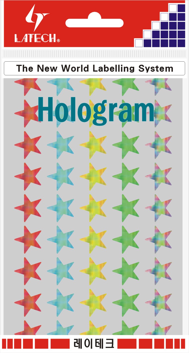 모양스티커(홀로그램별) 13*14mm(5색*4매) 10-H353A 