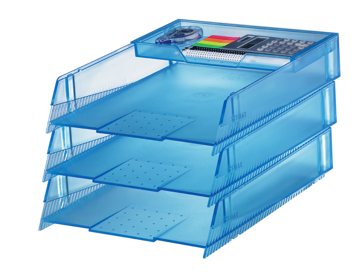 시스맥스 데스크트레이 3.5단(반투명/블루) 22141 