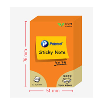 프린텍 스티키노트 형광(주황) #N5176O (51*76/100매)