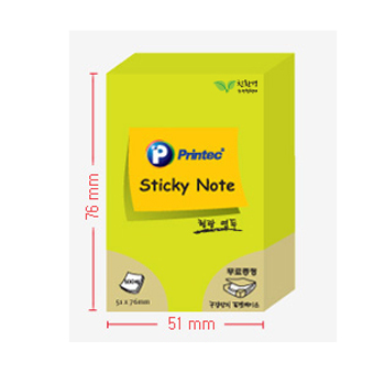 프린텍 스티키노트 형광(연두) #N5176G (51*76/100매)