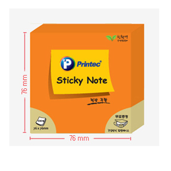프린텍 스티키노트 형광(주황) #N7676O (76*76/100매)