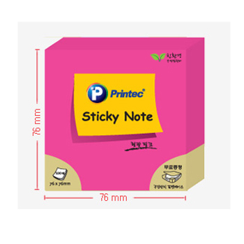 프린텍 스티키노트 형광(핑크) #N7676P (76*76/100매)