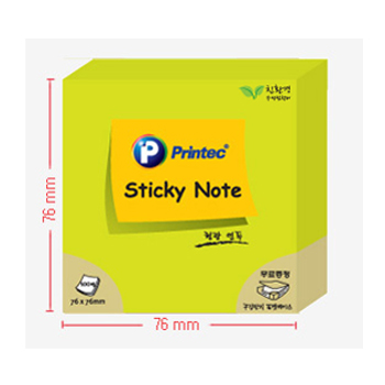 프린텍 스티키노트 형광(연두) #N7676G (76*76/100매)