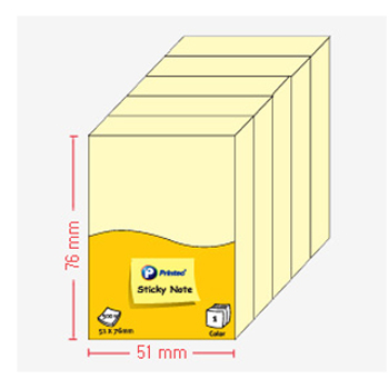 프린텍 스티키노트 파스텔혼합(노랑5입) #A5176Y (51*76/100매*5패드)