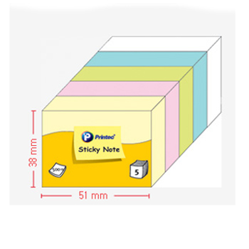 프린텍 스티키노트 파스텔혼합(5색) #A5138M (51*38/100매*5색)