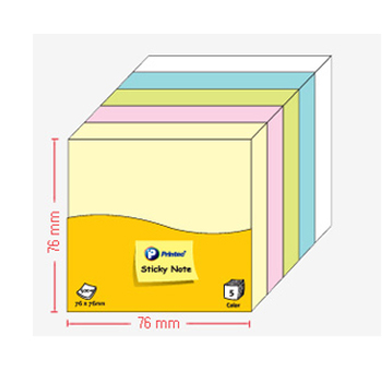 프린텍 스티키노트 파스텔혼합(5색) #A7676M (76*76/100매*5색)