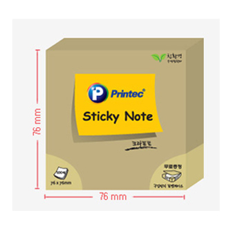 프린텍 스티키노트 파스텔(크라프트) #7676K (76*76/100매)
