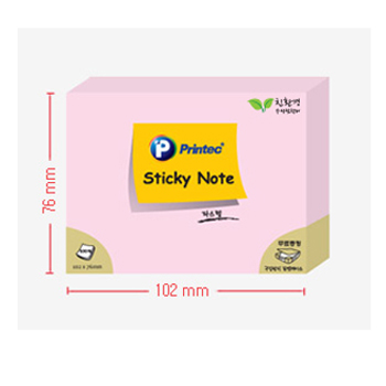 프린텍 스티키노트 파스텔(핑크) #10276P (102*76/100매)