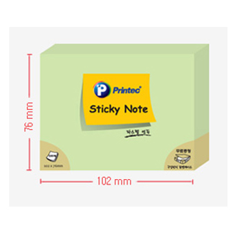프린텍 스티키노트 파스텔(연두) #10276G (102*76/100매)