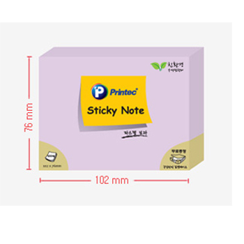 프린텍 스티키노트 파스텔(보라) #10276V (102*76/100매)