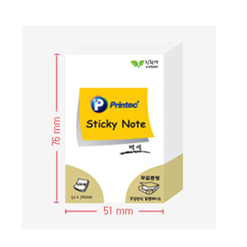 프린텍 스티키노트 파스텔(흰색) #5176W (51*76/100매)