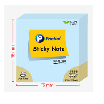 프린텍 스티키노트 파스텔(파랑) #7676B (76*76/100매)