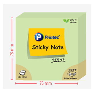 프린텍 스티키노트 파스텔(연두) #7676G (76*76/100매)