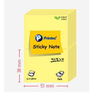 프린텍 스티키노트 파스텔(노랑) #5138Y (51*38/100매*2패드)