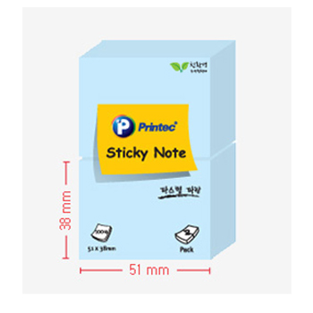 프린텍 스티키노트 파스텔(파랑) #5138B (51*38/100매*2패드)
