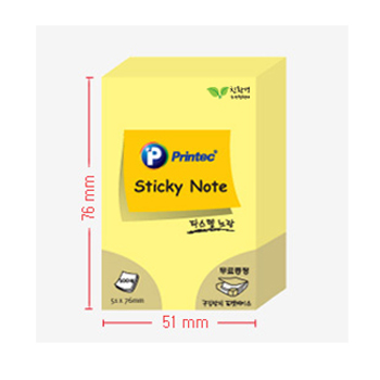 프린텍 스티키노트 파스텔(노랑) #5176Y (51*76/100매)