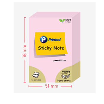 프린텍 스티키노트 파스텔(핑크) #5176P (51*76/100매)