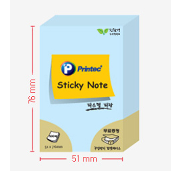 프린텍 스티키노트 파스텔(파랑) #5176B (51*76/100매)