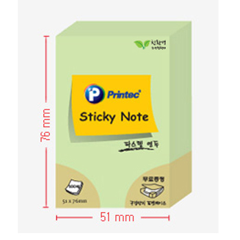 프린텍 스티키노트 파스텔(연두) #5176G (51*76/100매)