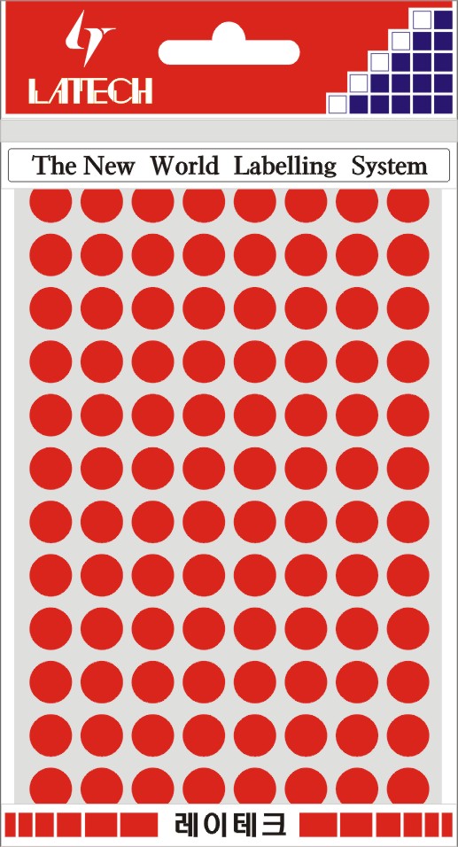 분류용라벨(칼라원형) 16mm(적색*8매) 10-C302 