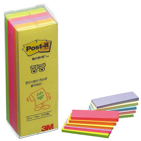 3M 형광포스트잇 큐브(5색) #N31 (25*76/45매*5색)