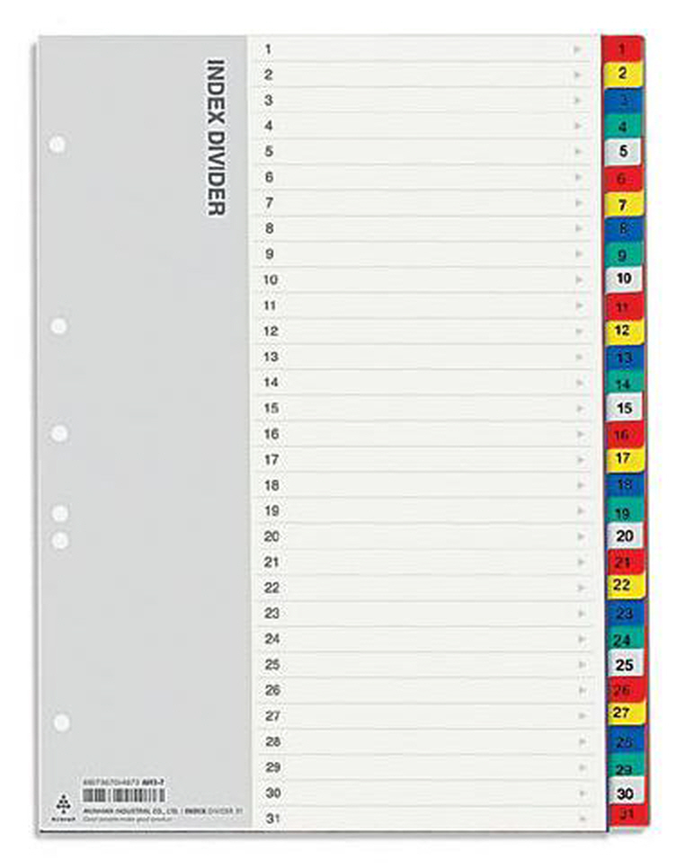 문화 인덱스(PP) 31분류(5색/숫자) A693-7 