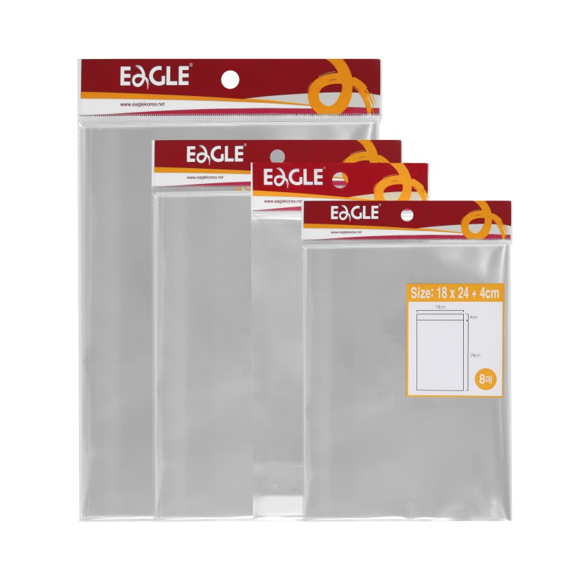 이글 투명한 접착봉투 특대(300*400mm+4cm/8매)
