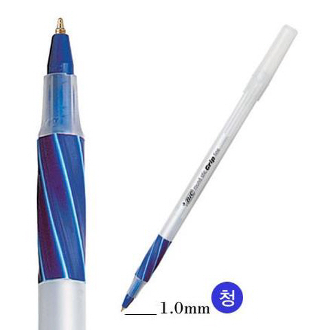 빅(BIC) 라운드스틱 그립볼펜 1.0m 청색(자루) B-21
