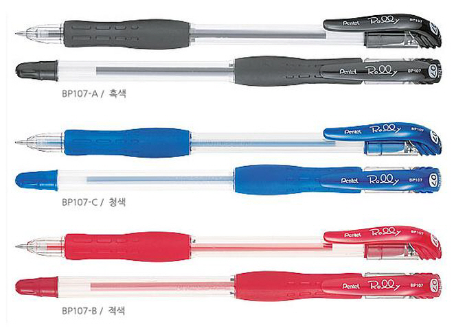 펜텔 롤리볼펜 0.7 적색(자루) BP107-B B-21
