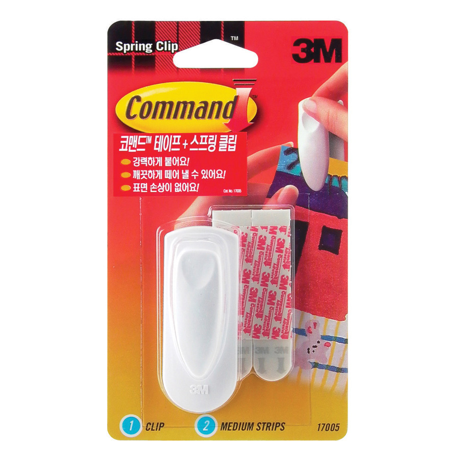 3M 코맨드 탈부착식 벽걸이 스프링클립(1입) #17005 
