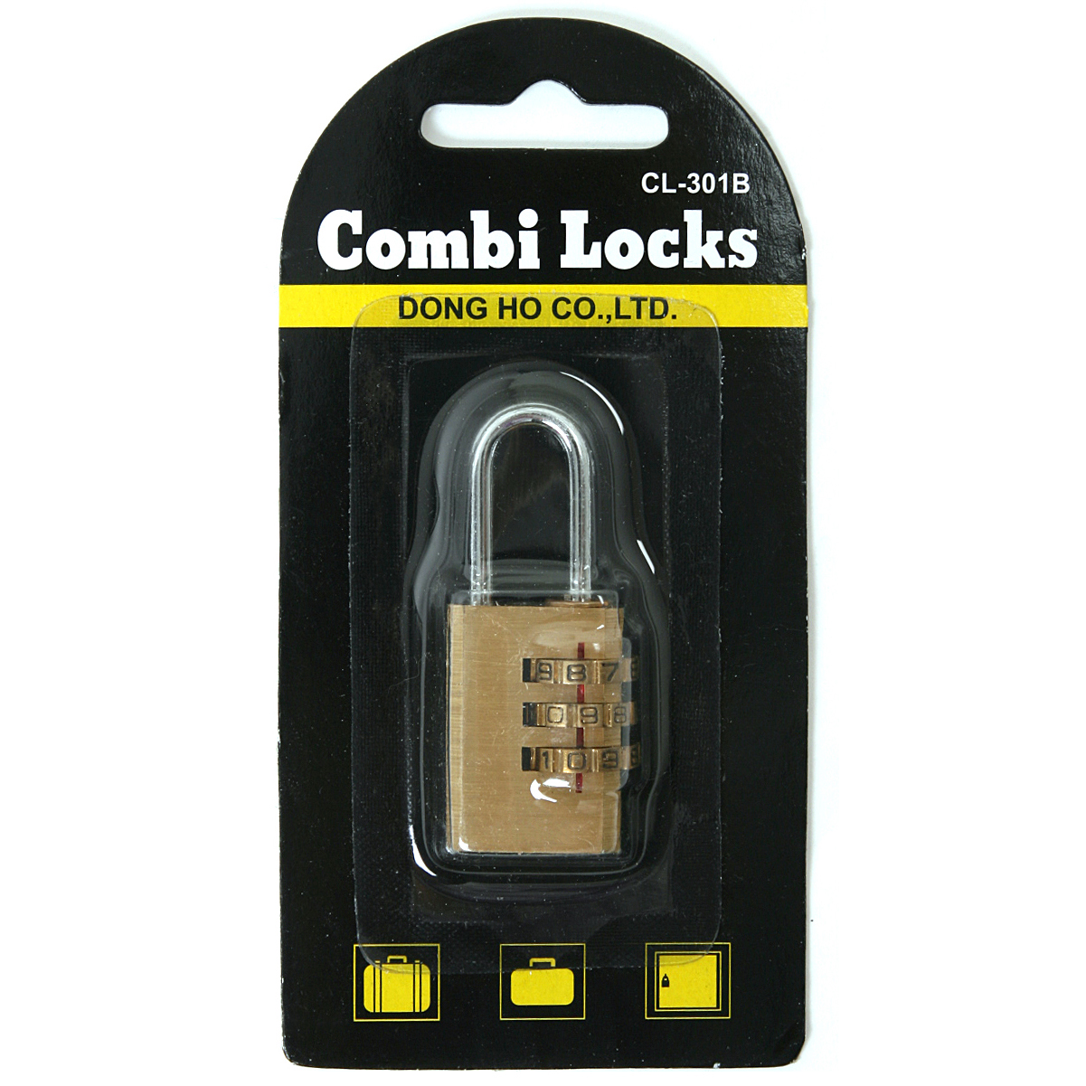 콤비락자물쇠 번호열쇠3단(황동) CL-301B 