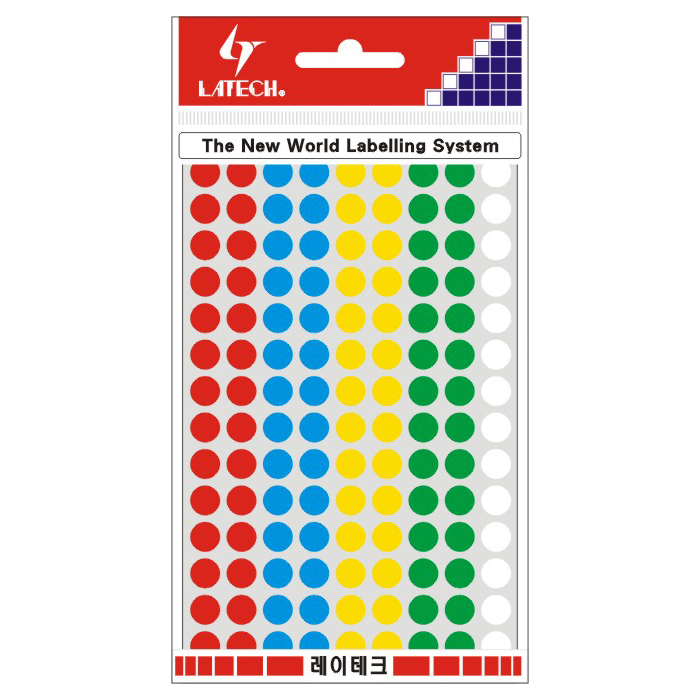 분류용라벨(칼라원형) 8mm(5색*7매) 10-C305A 