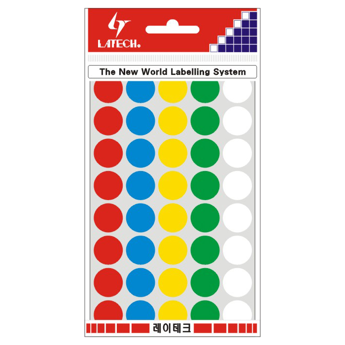 분류용라벨(칼라원형) 16mm(5색*7매) 10-C302A 