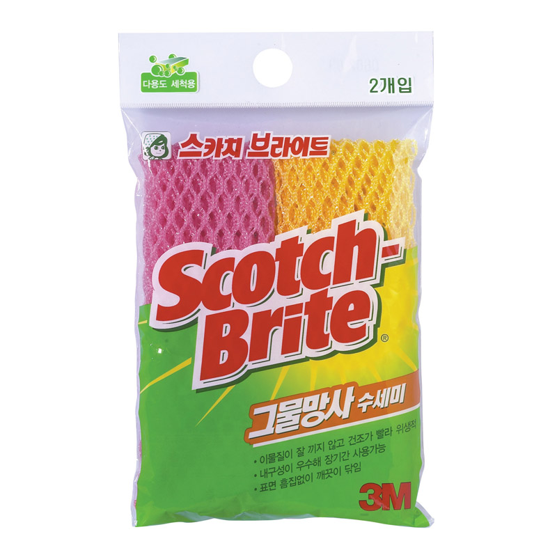 3M SB 그물망사 수세미(노랑+핑크/2입) #MN900-2(Y+P) 