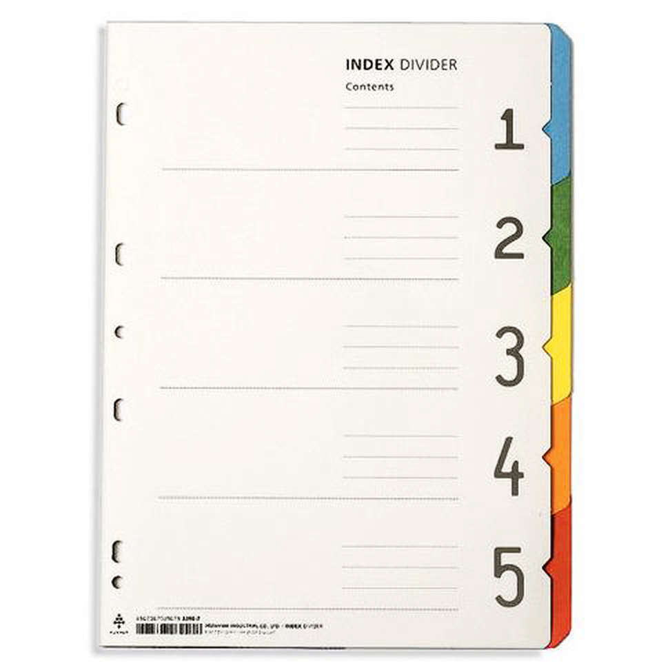 문화 인덱스(수입지) 5분류(5색/무지) A390-7 