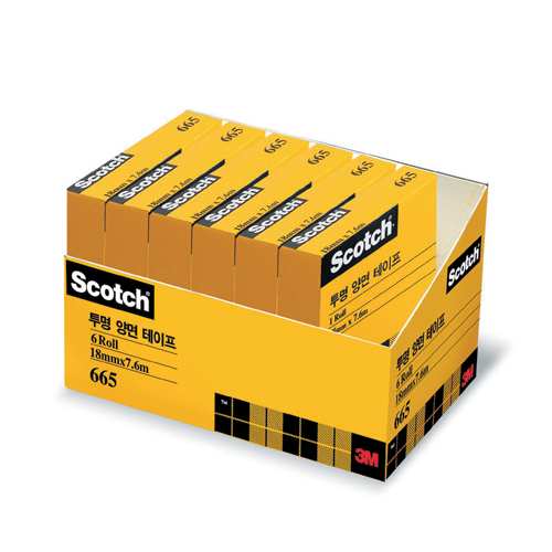 3M 투명양면테이프리필 오피스팩 18mm*7.6M(6입) #665B-1806