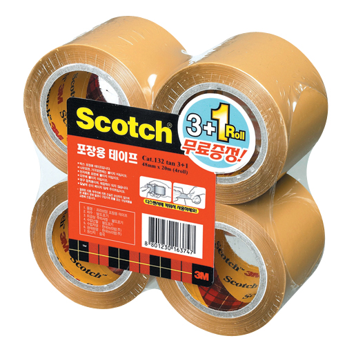 3M 포장용테이프ⓛ벨류팩(불투명) 48mm*20M(3+1) #132(3+1) 