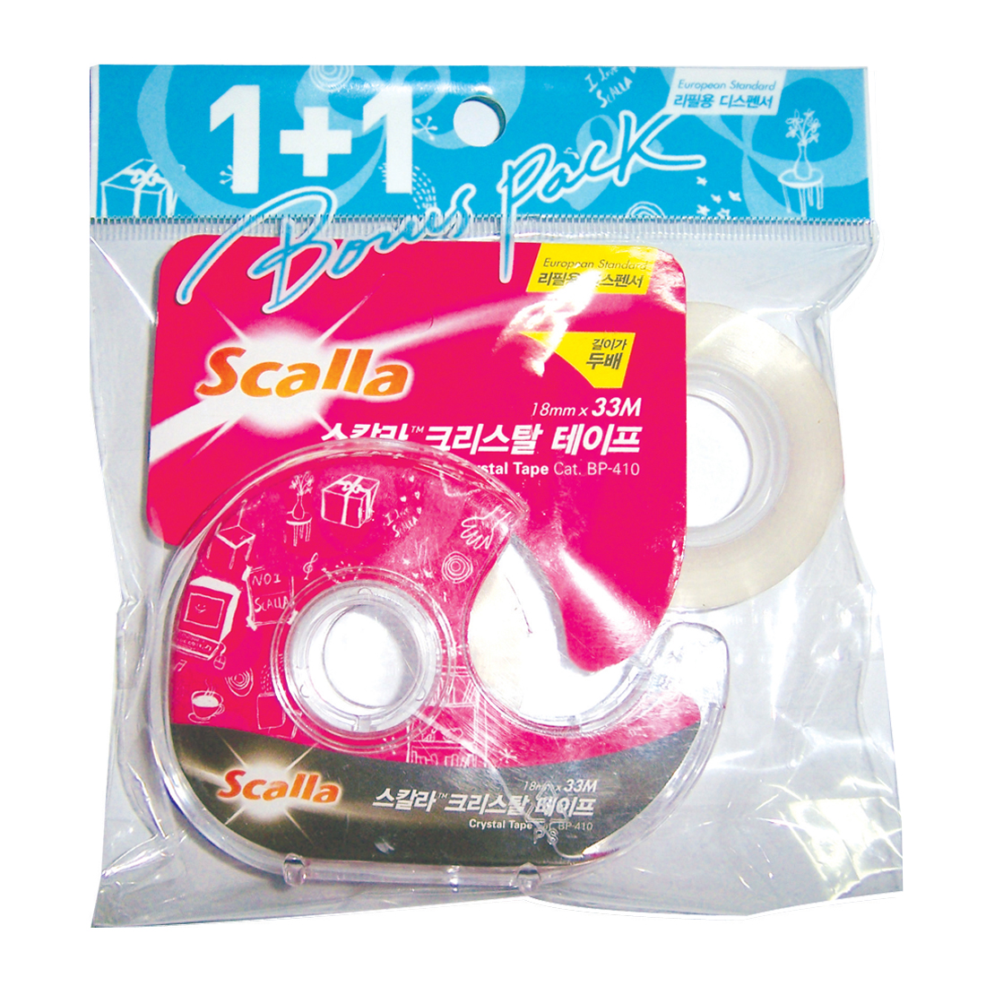 Scalla 크리스탈테이프(18mm*33M)+리필(1입) #BP-410R
