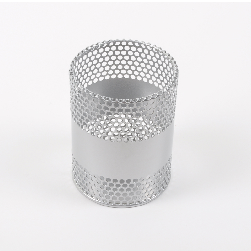 아코우 철재망사 원형펜꽂이(은색) 대(100*125mm) 