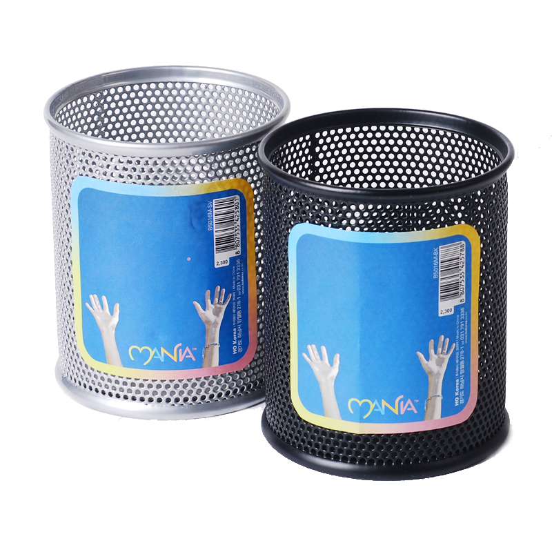 MANIA 철재망사 원형펜꽂이(은색) 대(97*105mm) B5016B 