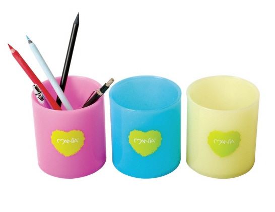 MANIA 플라스틱 원형펜꽂이(86*95mm) MA-PPS1 