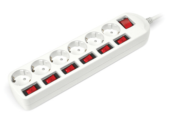 Subony 개별스위치 멀티탭 6구 2M #M-1362 