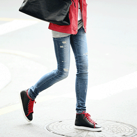 [인기상품]09135.화이트 페인팅 스키니/슬림라인/신축성굿! 