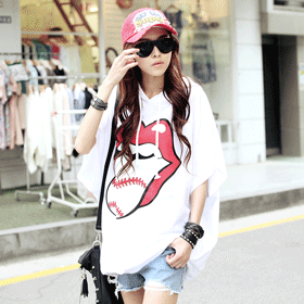 [GOOD!]09831.입술 롱 후드 원피스/유니크한 프린팅이 눈에 띄는 후드 원피스/4가지색상/유니크한 레깅스와 연출  